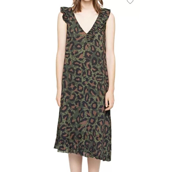 Zadig & Voltaire Rebelle Leo floaty Leopard Print DRESS LARGE like new $298 - Picture 1 of 11